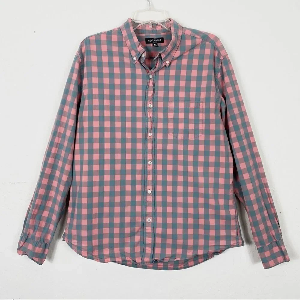 J. Crew Mercantile Pink & Blue Gingham Check Button Down Shirt